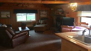 TV, fireplace, DVD player, ping pong table