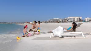 Private beach nearby, white sand, free beach shuttle, sun-loungers