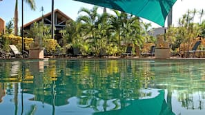 Outdoor pool, pool loungers