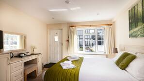 Minibar, desk, laptop workspace, iron/ironing board