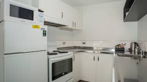 Full-sized fridge, microwave, oven, hob