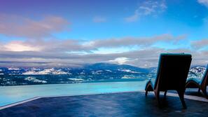 Indoor pool, outdoor pool, open 7 AM to 10 PM, pool loungers