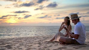 On the beach, white sand, beach yoga