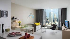 In-room safe, desk, laptop workspace, blackout curtains