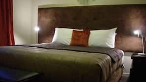Premium bedding, desk, soundproofing, iron/ironing board