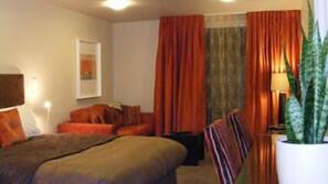 Premium bedding, desk, soundproofing, iron/ironing board