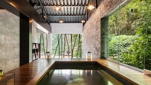 Bañera de hidromasaje en el interior
