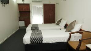 Desk, blackout curtains, iron/ironing board, cots/infant beds