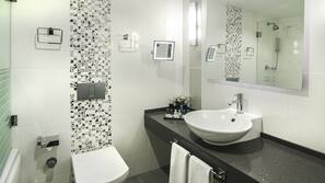 Bathtub, hair dryer, bidet