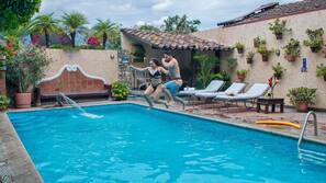 Outdoor pool, open 8 AM to 10:30 PM, sun loungers