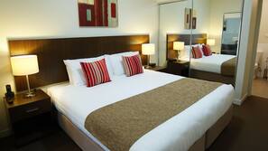 In-room safe, desk, iron/ironing board, free wired Internet