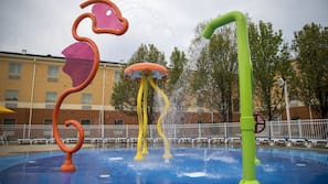Outdoor pool, pool umbrellas, pool loungers
