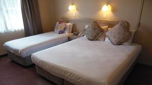 Desk, blackout curtains, iron/ironing board, free cots/infant beds