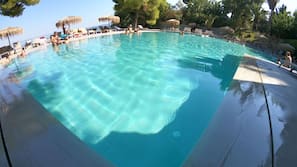 Outdoor pool, pool umbrellas