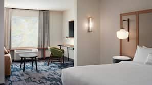 Hypo-allergenic bedding, pillowtop beds, desk, soundproofing