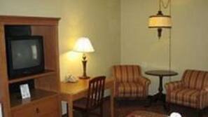 1 bedroom, desk, blackout curtains, iron/ironing board