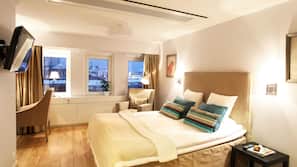 Pillow top beds, desk, blackout curtains, iron/ironing board