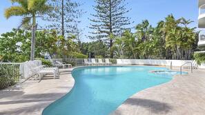 Outdoor pool, pool loungers