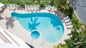 Outdoor pool, pool loungers