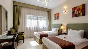 In-room safe, desk, laptop workspace, blackout drapes