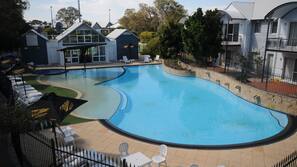 Outdoor pool, sun loungers