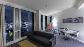 In-room safe, desk, laptop workspace, blackout curtains