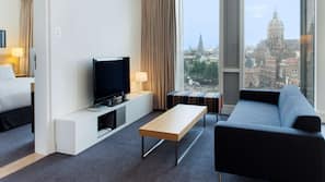 In-room safe, desk, laptop workspace, blackout curtains
