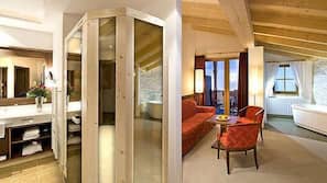 Copriletto in piuma, minibar, una cassaforte in camera
