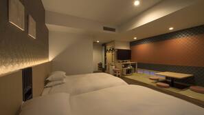 Down comforters, laptop workspace, blackout drapes, iron/ironing board