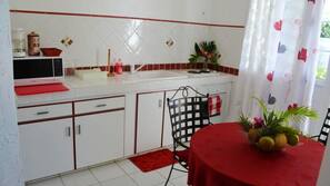 Fridge, microwave, stovetop