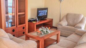 TV, DVD player, livros