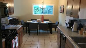 Fridge, microwave, oven, hob
