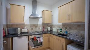 Fridge, microwave, oven, electric kettle