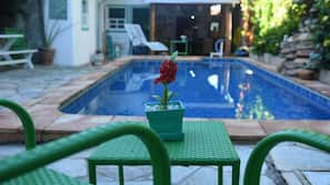 Outdoor pool, sun loungers