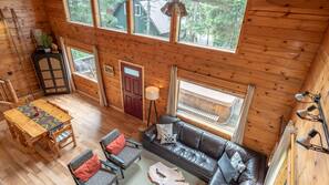 TV, fireplace, DVD player, books