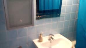 Duschwanne, Komfortbadewanne, Haartrockner, Handtücher