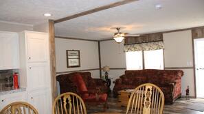 TV, DVD player, toys, books