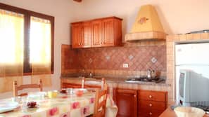 Fridge, stovetop, cookware/dishes/utensils