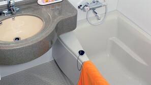 Separate tub and shower, free toiletries, hair dryer, electronic bidet