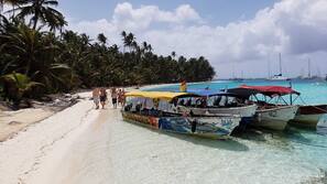 On the beach, white sand, beach bar