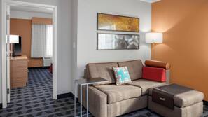 Premium bedding, pillowtop beds, desk, laptop workspace