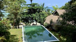 Outdoor pool, open 10:00 AM to 8:00 PM, pool loungers