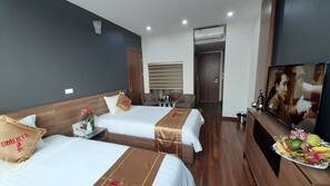 Down duvet, minibar, blackout curtains, iron/ironing board