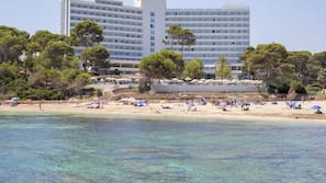 On the beach, white sand