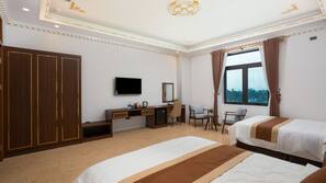 Down comforters, memory foam beds, minibar, desk