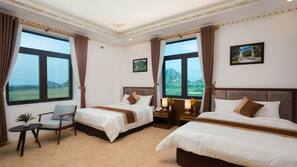 Down comforters, memory foam beds, minibar, desk