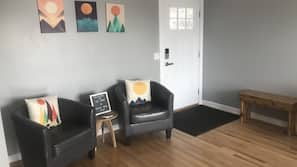 TV, DVD player, video library