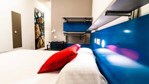 Blackout curtains, rollaway beds, free WiFi, linens