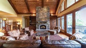 TV, fireplace, table tennis table, toys
