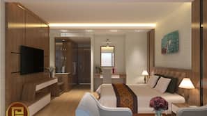 Minibar, desk, blackout drapes, soundproofing